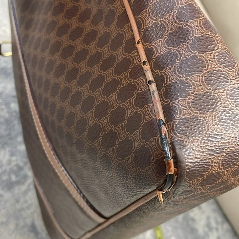 Celine Brown Macadam Briefcase Business Laptop Bag Top Handle